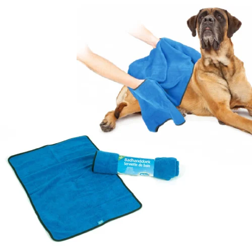 Toalha de banho para cães DUVO em microfibra azul (100 x 70 cm)