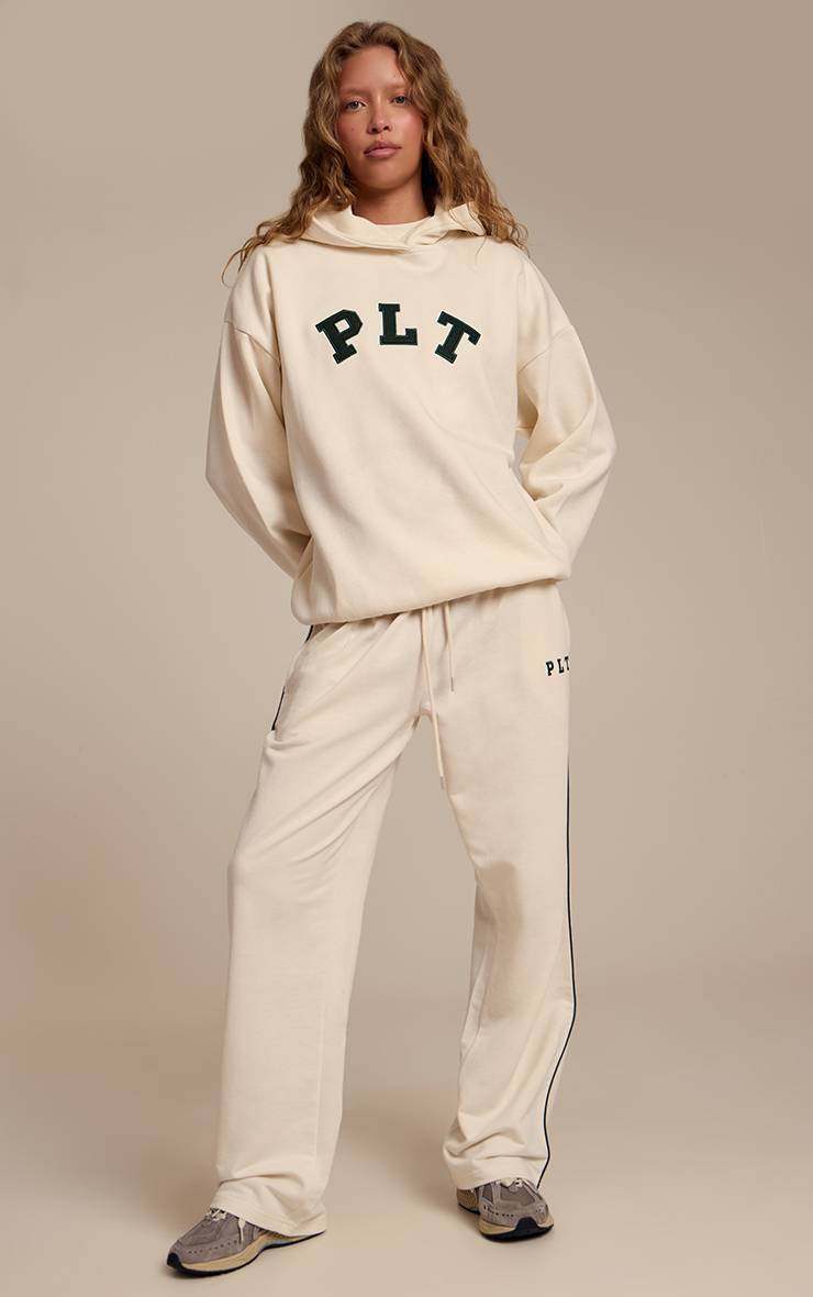 Cream Floral Sweat À Casynthétiqueche Oversize Avec Logo Plt