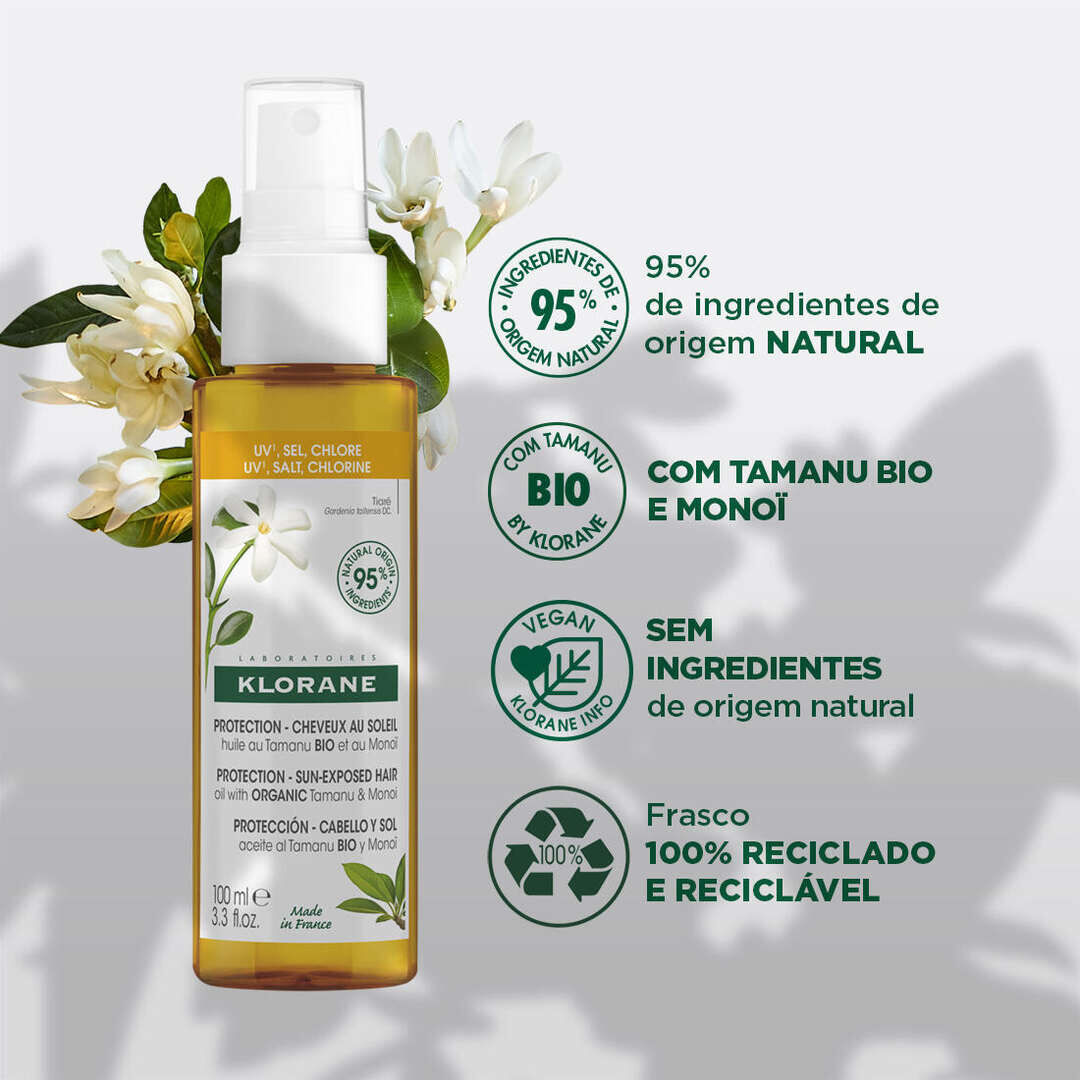 KLORANE  Óleo Capilar Proteção com Tamanu Bio e Monoï - 100ml
