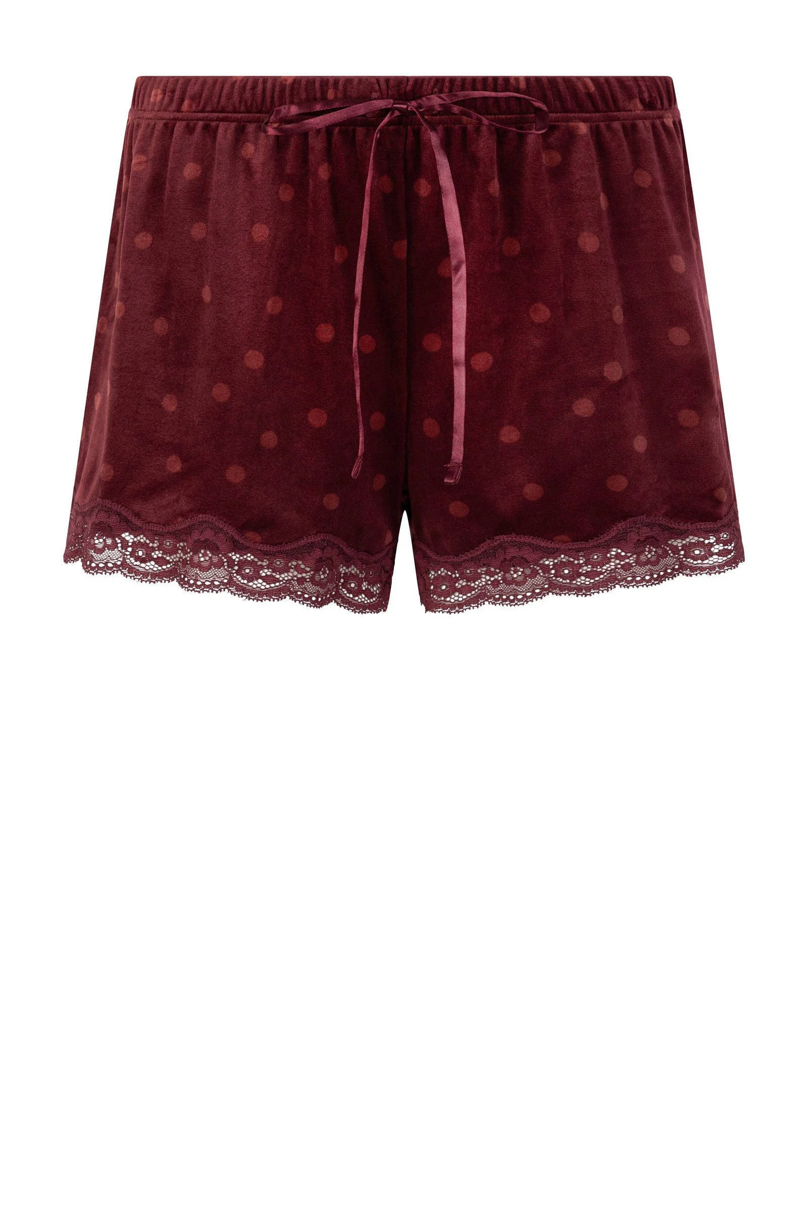 Hunkemöller fluwelen pyjamashort donkerrood