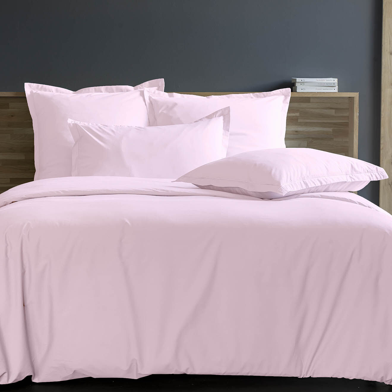 United by PDC Housse de couette 100% Satin de Coton rose poudré
