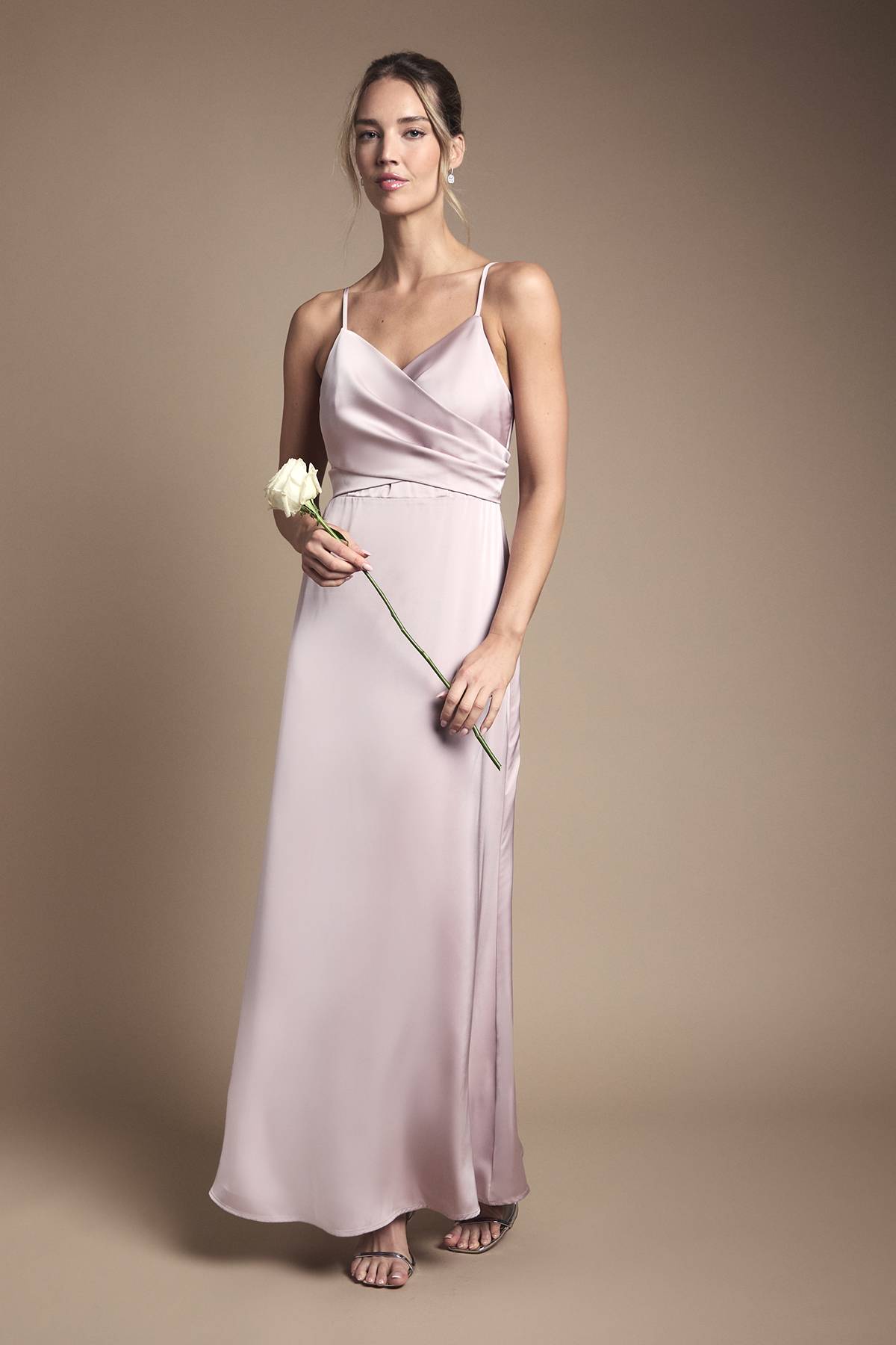 Coast Robe de Demoiselle d'Honneur Caraco en Satin à Taille Portefeuille