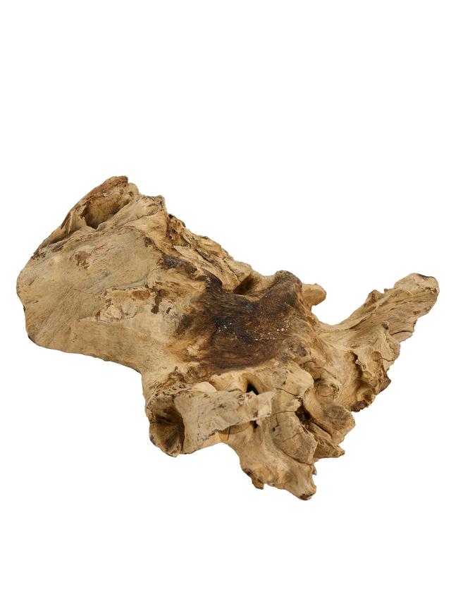 Teakholz mit Glasschale, ca. 16 cm