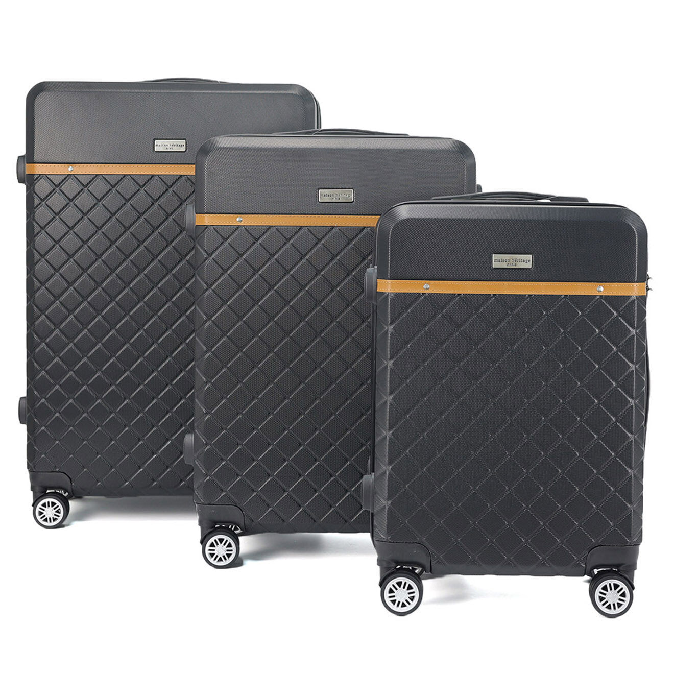 Maison Héritage 3 Valises 4 roues doubles Odeon 55/65/75 cm noires