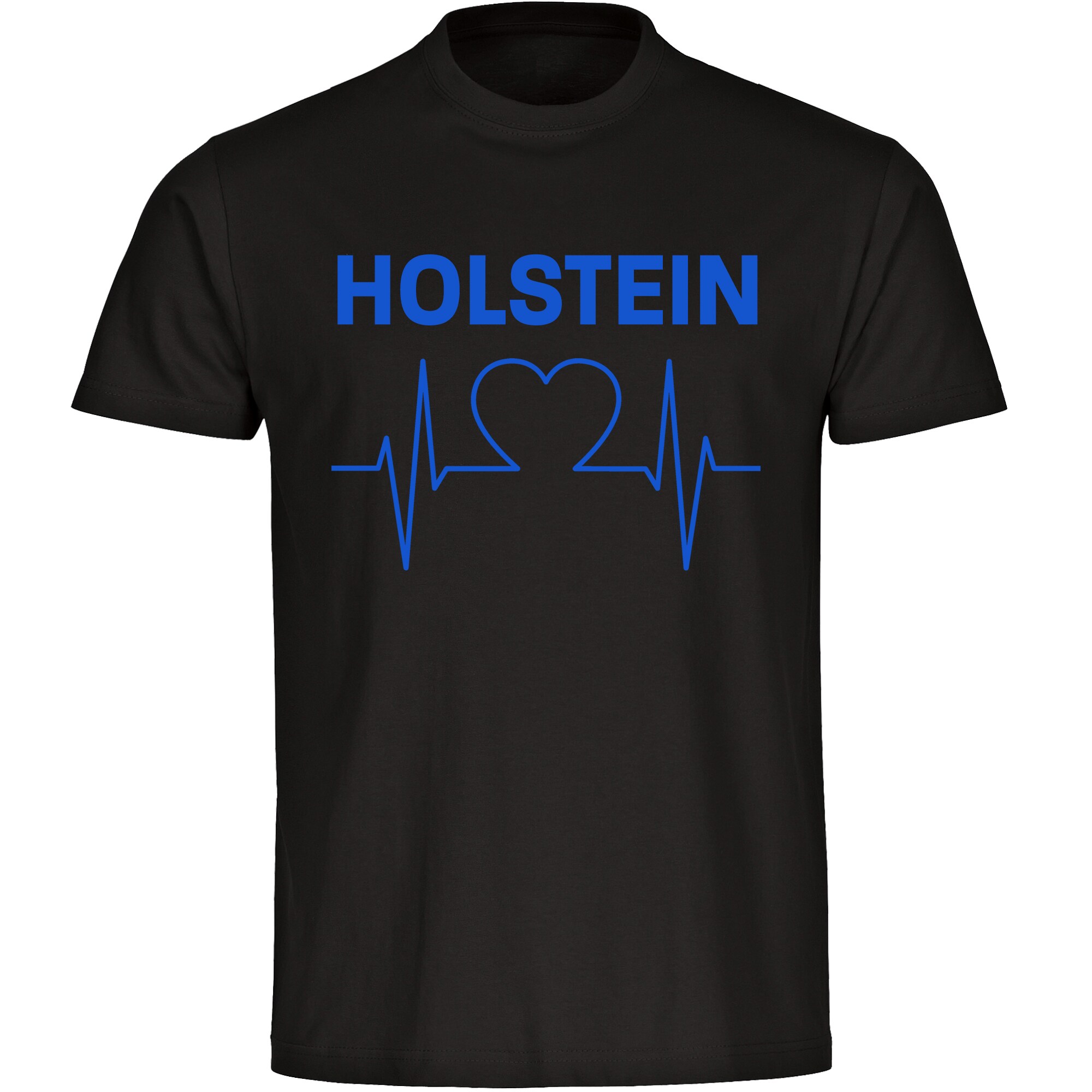 multifanshop® Herren T-Shirt - Holstein - Herzschlag - Druck blau
