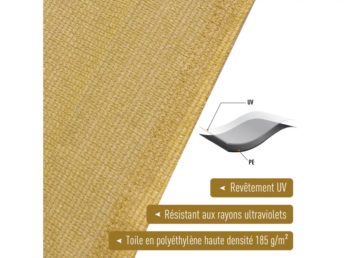 Voile d'ombrage rectangulaire 4x6m toile solaire taud de soleil sable