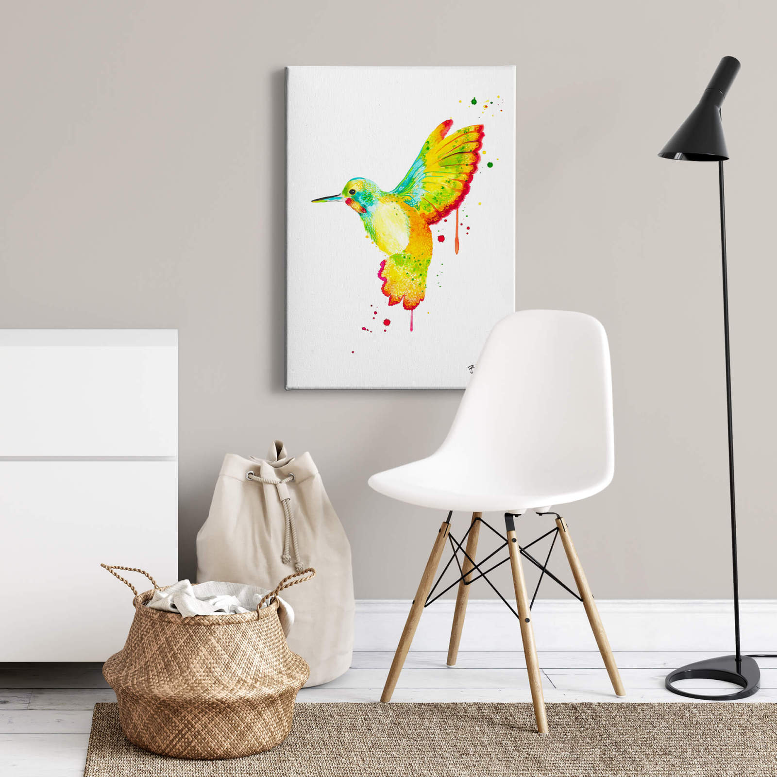 Leinwandbild BUNTER KOLIBRI - gelb-orange - 50x70 cm