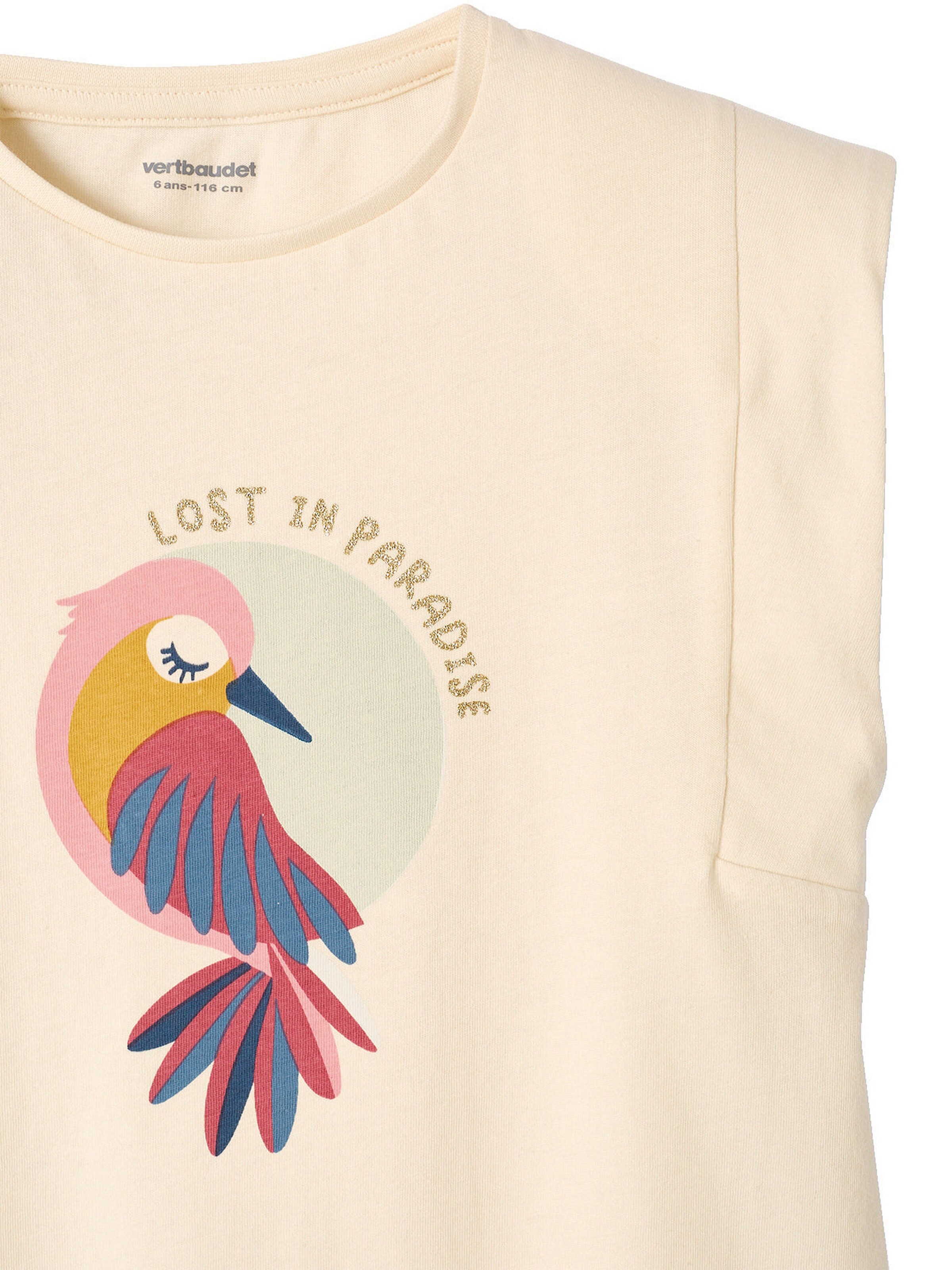 Vertbaudet Mädchen T-Shirt, Paradiesvogel wollweiß