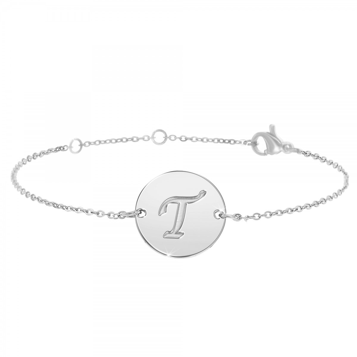 Bracelet lettre T en acier inoxydable SC Crystal