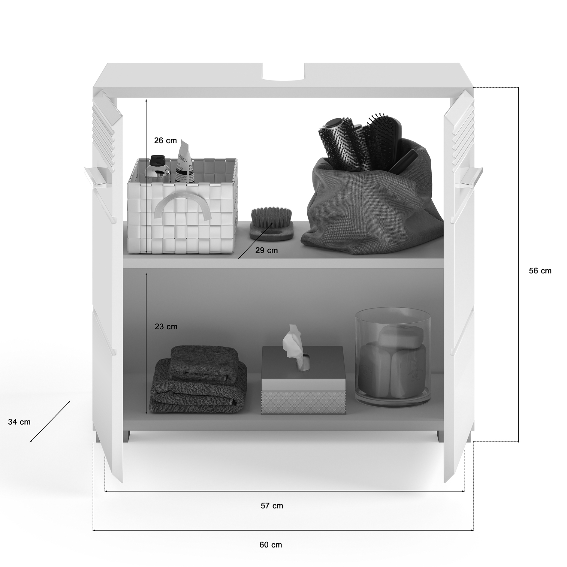 Waschbeckenunterschrank LINUS - weiß Hochglanz - 60 cm