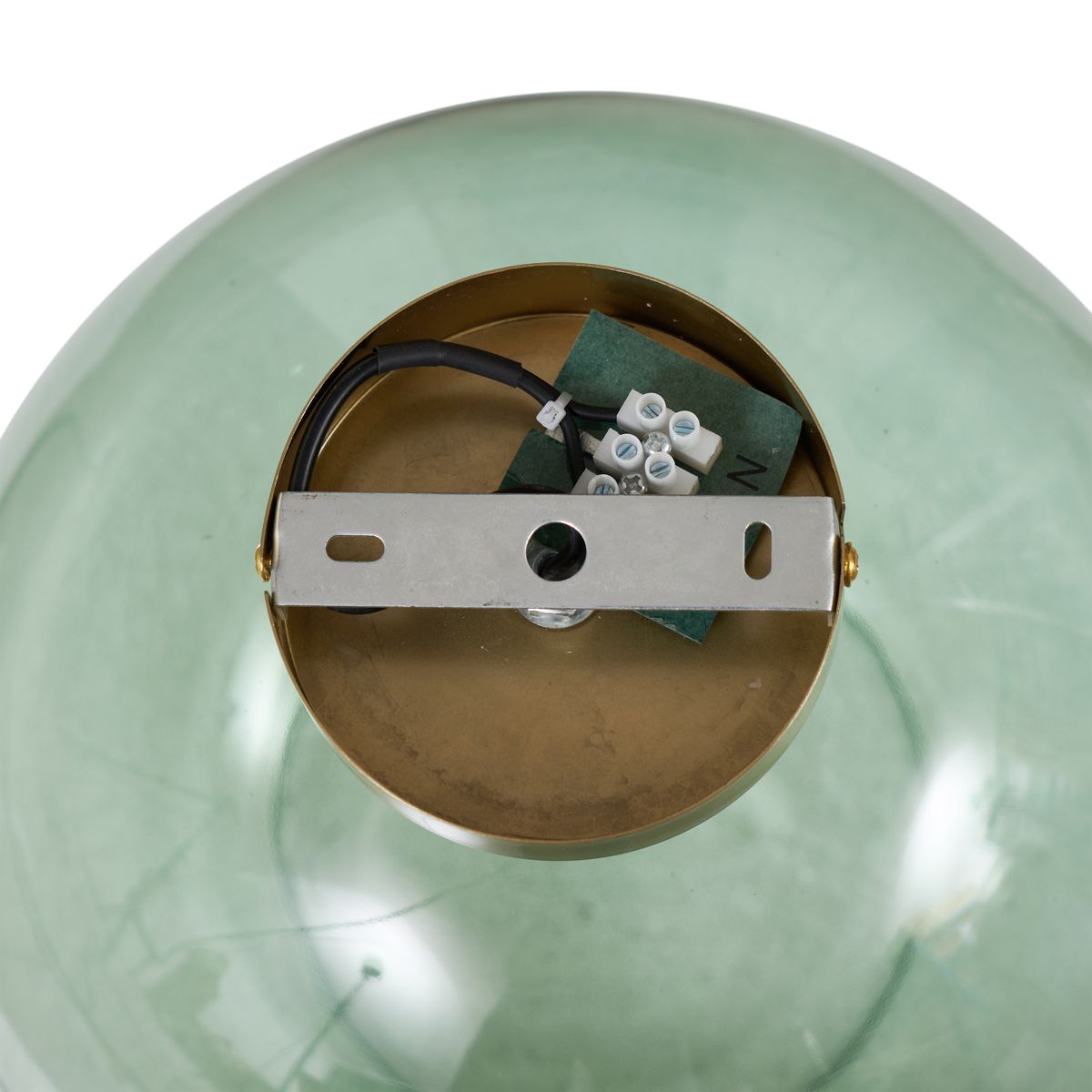 Art Deco plafondlamp messing met groen glas - Sandra