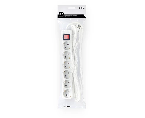 ON Extension lead 6-way grounded with switch, 1.5m
