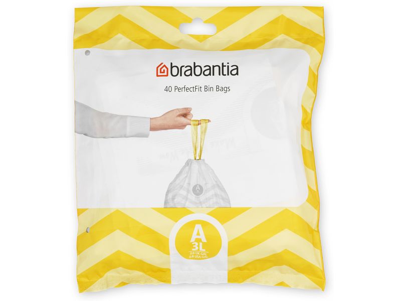 Brabantia Kehrichtsack PerfectFit A 3 l, 40 Stück Müllbeutel, Spenderpack