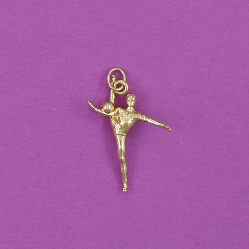 Pendentif gymnastique GR gymnaste ballon édition I - Plaqué or
