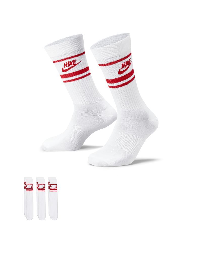Lot de 3 paires de chaussettes Nike Sportswear Blanc & Rouge