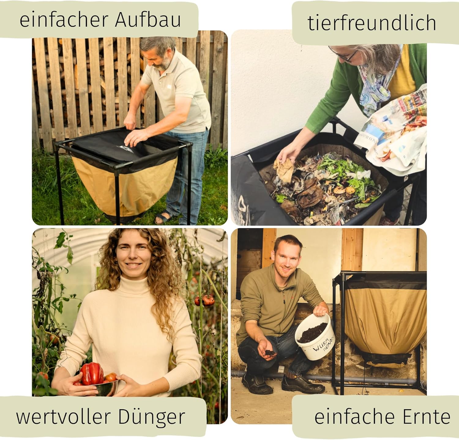 Wurmkomposter Starterset | 150L Wurmfarm + 500 Wurmkiste Würmer
