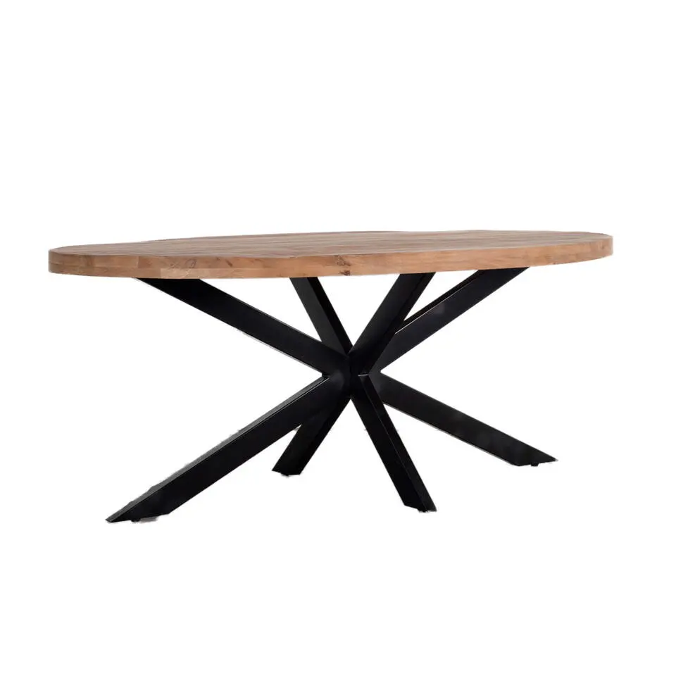 Eettafel Ovaal 160cm - Mangohout Naturel - Matrix-Poot - Mansour