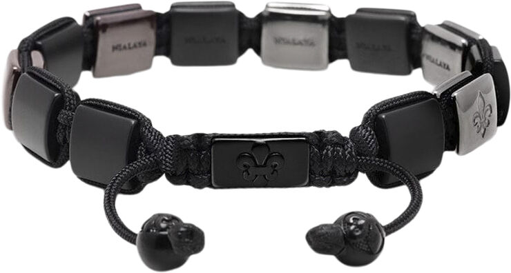 Nialaya Men's Ceramic Flatbead Bracelet in Red and Matte Black Red / black