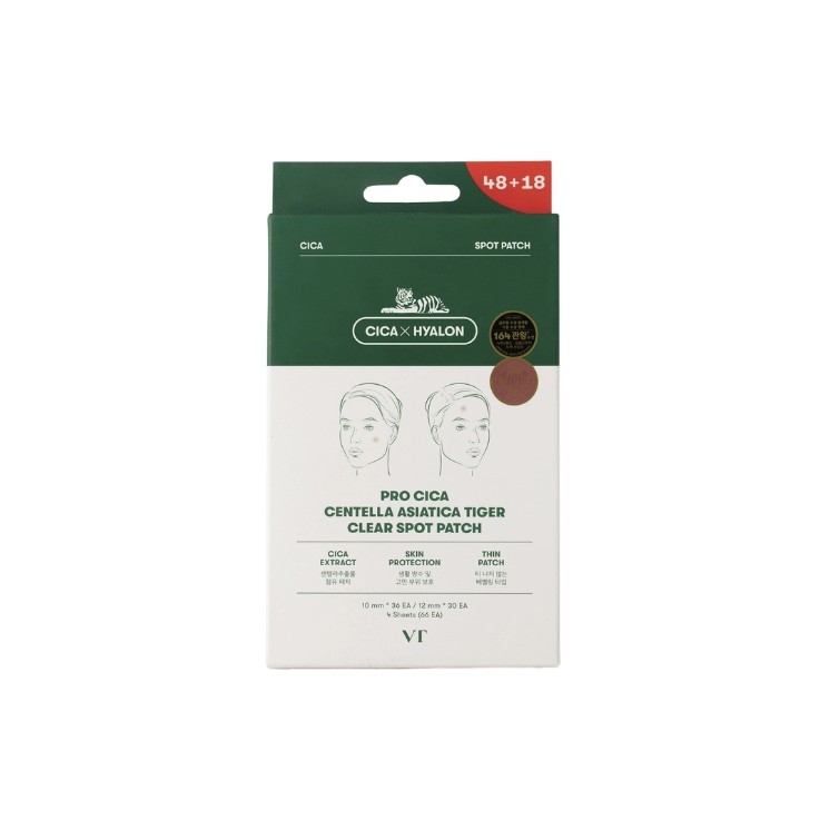 VT Cosmetics CICA Clear Spot Patch Beruhigende Pflaster gegen Hautunreinheiten, 66 Stück