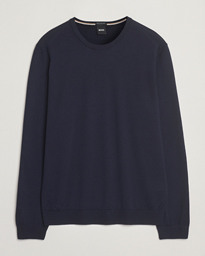 BOSS BLACK Leno Wool Crew Neck Pullover Dark Blue