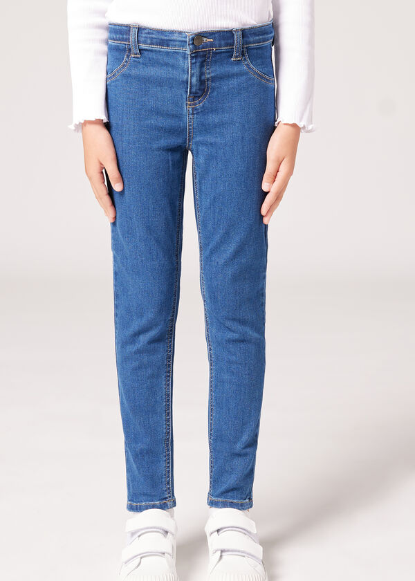 Calça legging skinny minime em jeans macio para meninas