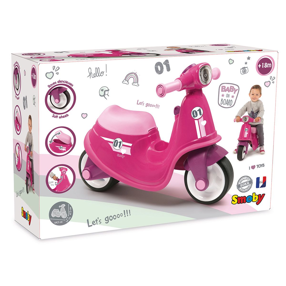 Porteur scooter rose