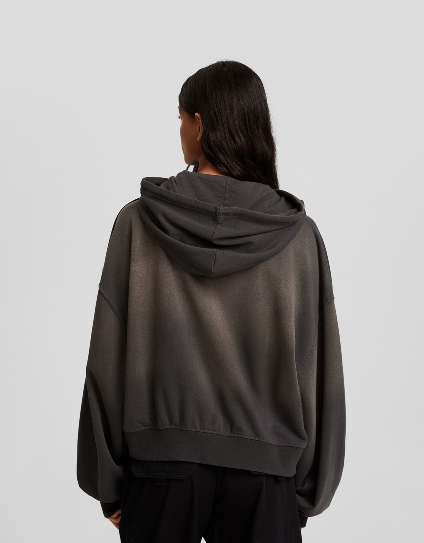 Moletom oversized com efeito desbotado e slogan