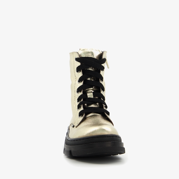 Braqeez leren meisjes veterboots goudkleurig