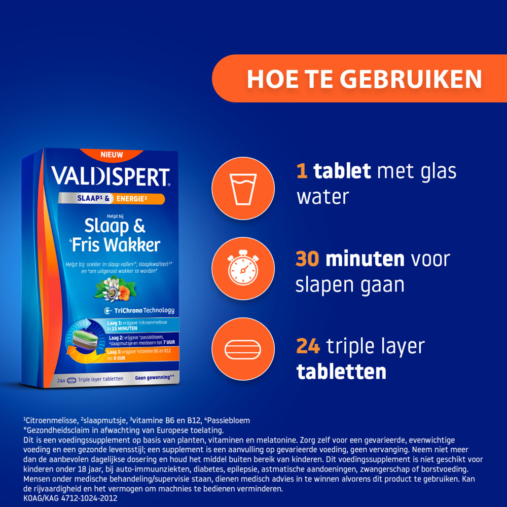 Valdispert Slaap & Fris Wakker 24 tabletten