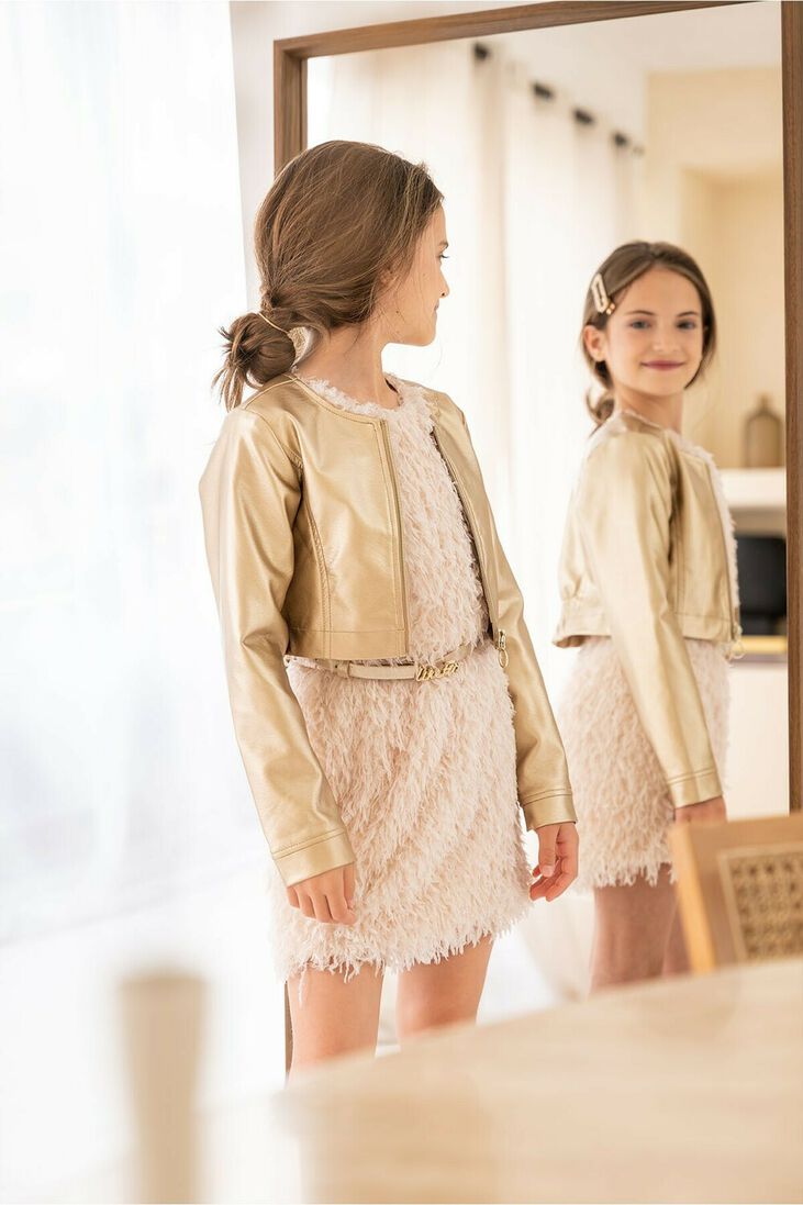 LIKE FLO gouden like flo jack imi leather jacket no collar