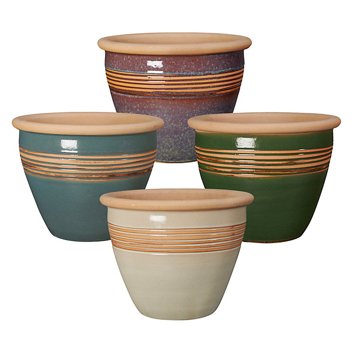 Pot Romance en terre cuite émaillée artisanale diametre 27 cm Deroma