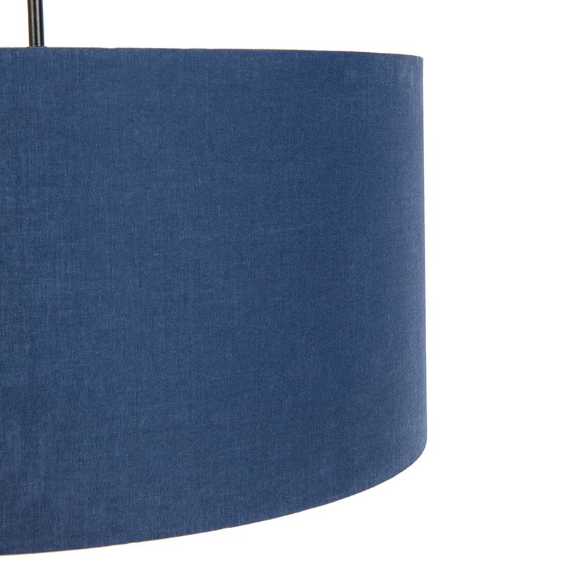 Moderne hanglamp zwart met antiek blauwe kap 50 cm - Combi 1