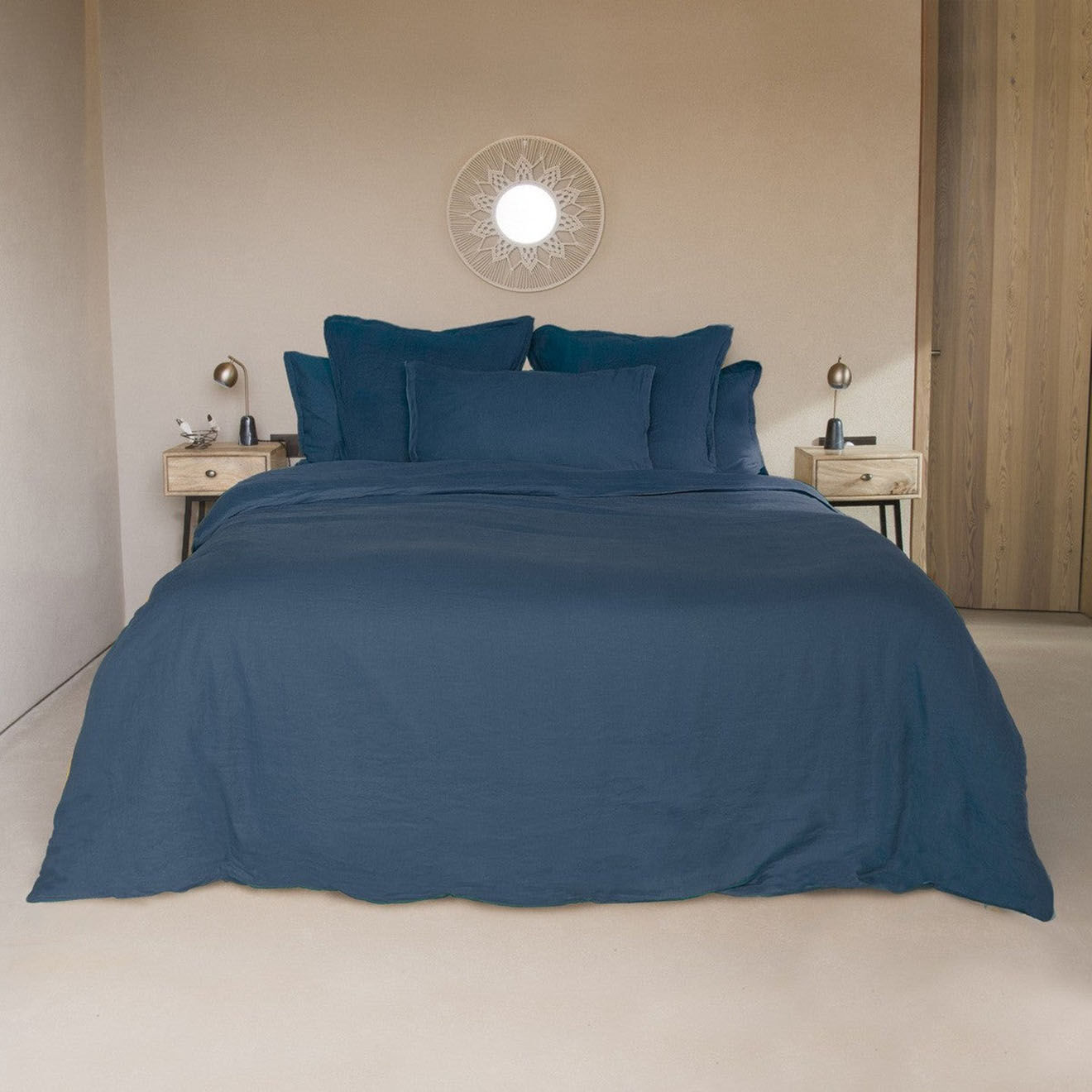 Febronie Drap housse en Lin Lavé Hortense bleu