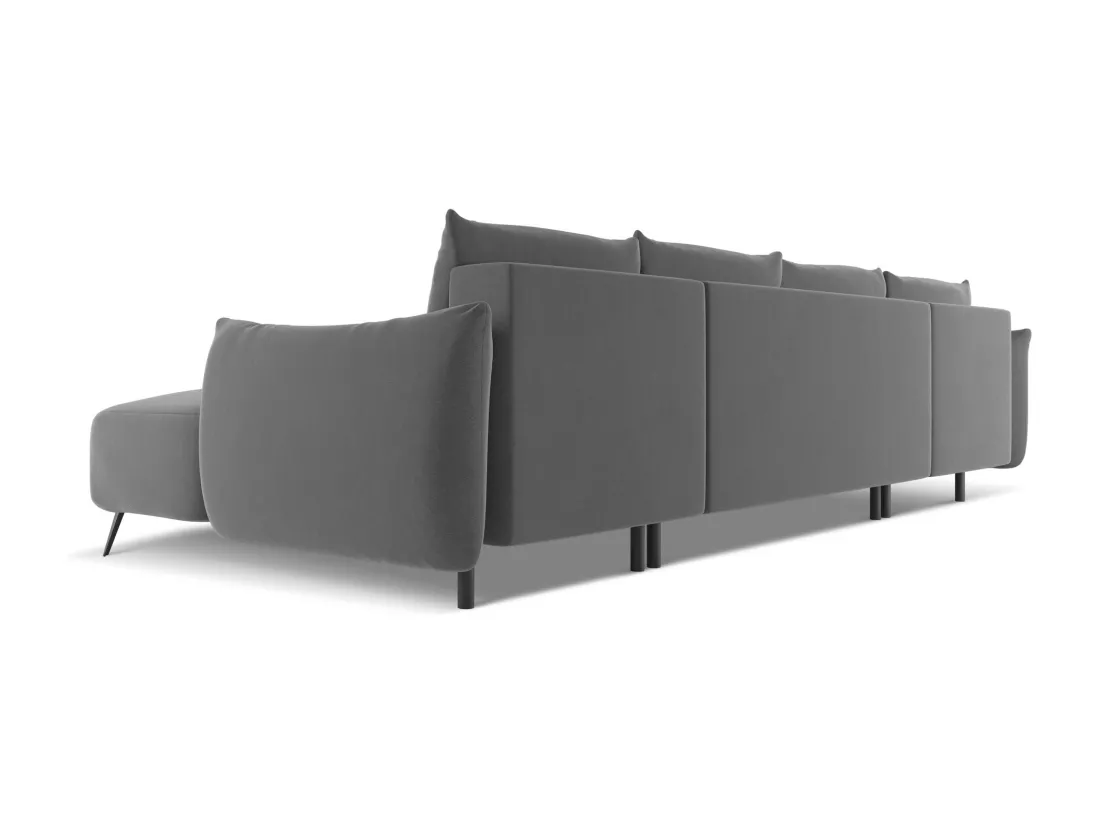 Canapé d'angle panoramique convertible en velours - gris - MALIE