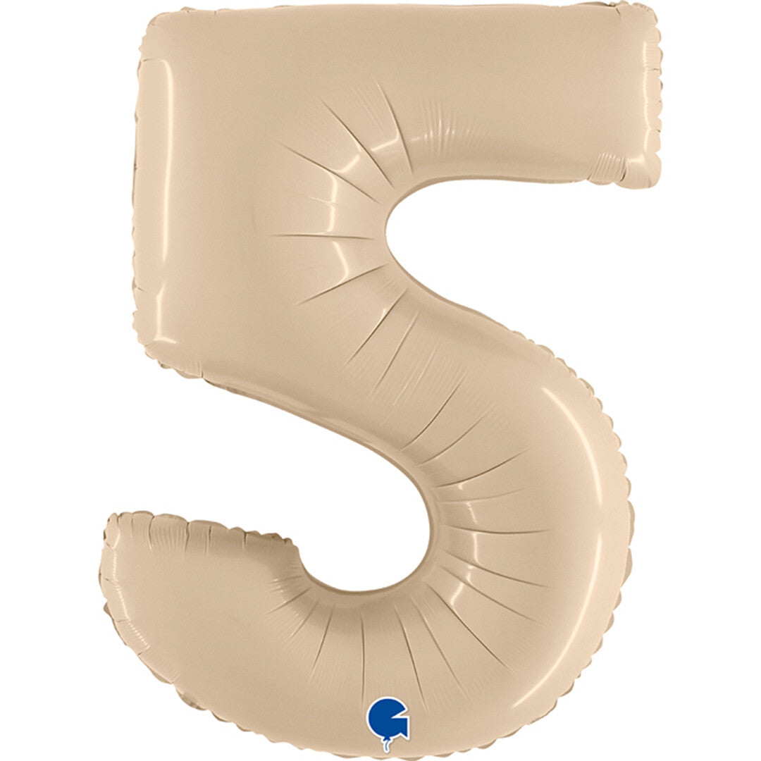 Grabo cijferballon vijf - cream - 102 cm