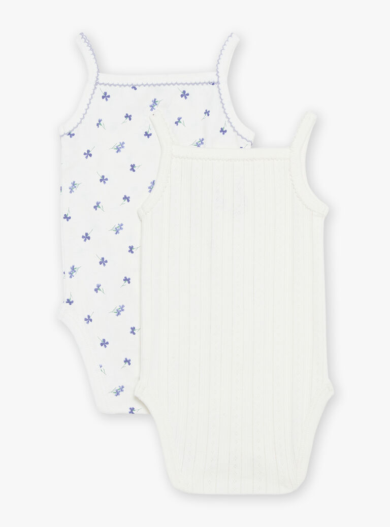 Lot de 2 bodys écrus fantaisie en coton biologique