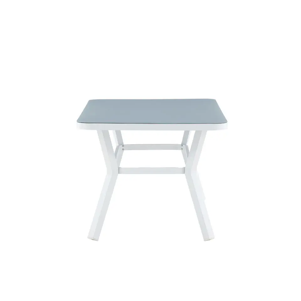 Eettafel Wit Grijs Glas - 160x90x74cm - Virya