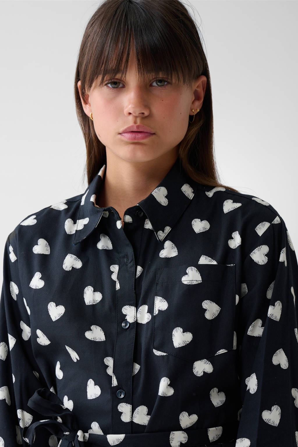 Shoeby blousejurk met hartjes zwart/wit