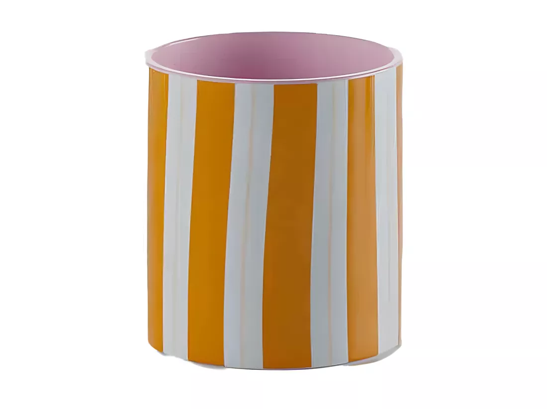 ORLANDO PETIT - Petit vase cylindrique à rayures jaunes