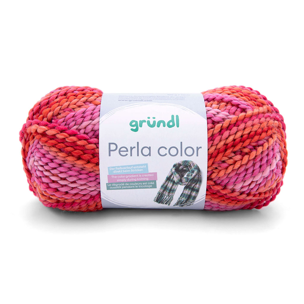 Pelote de laine PERLA COLOR noir gris rose 100g