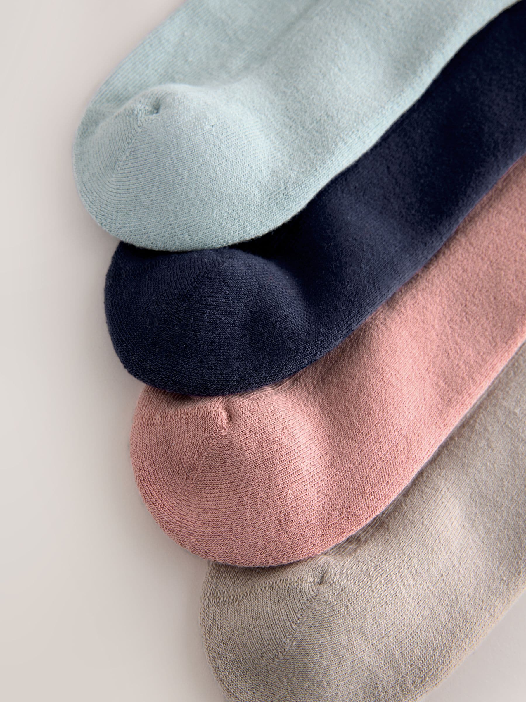 Roze/Blauw/Naturel - 4 paar sneakersokken met verdikte zool