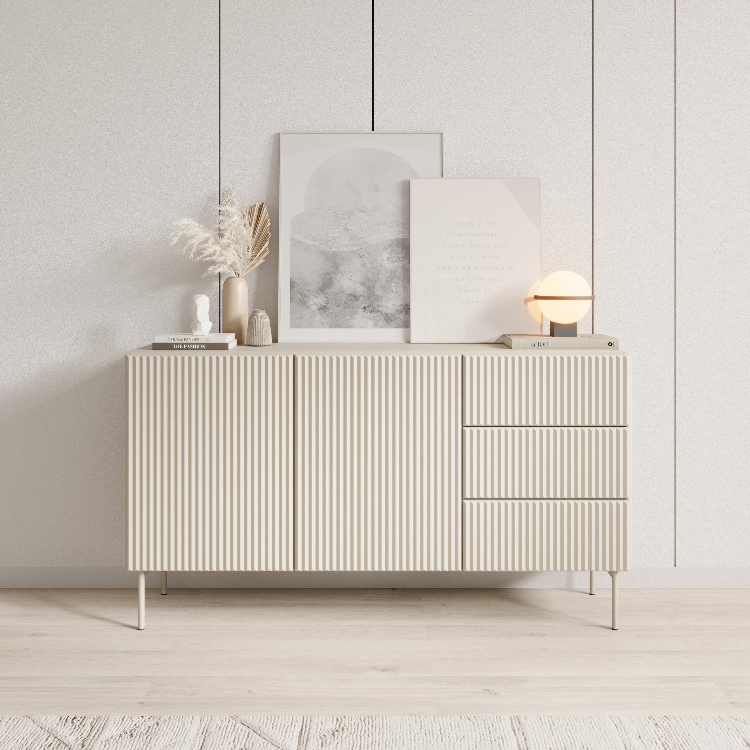 Meubella - Marajo - Dressoir - Beige - 147 cm