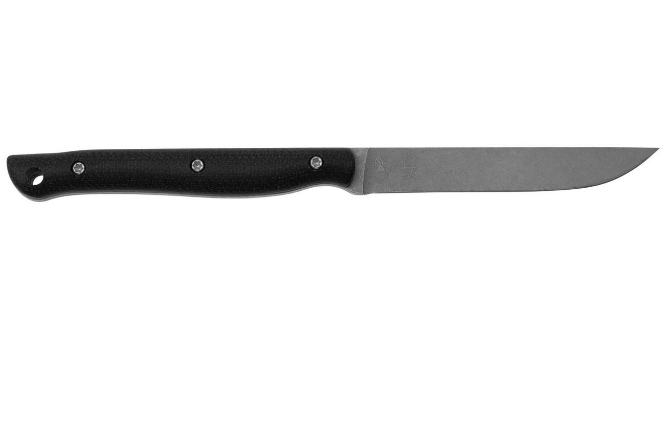 White River Exodus 3, Black Canvas Micarta, Kydex schede, vaststaand mes