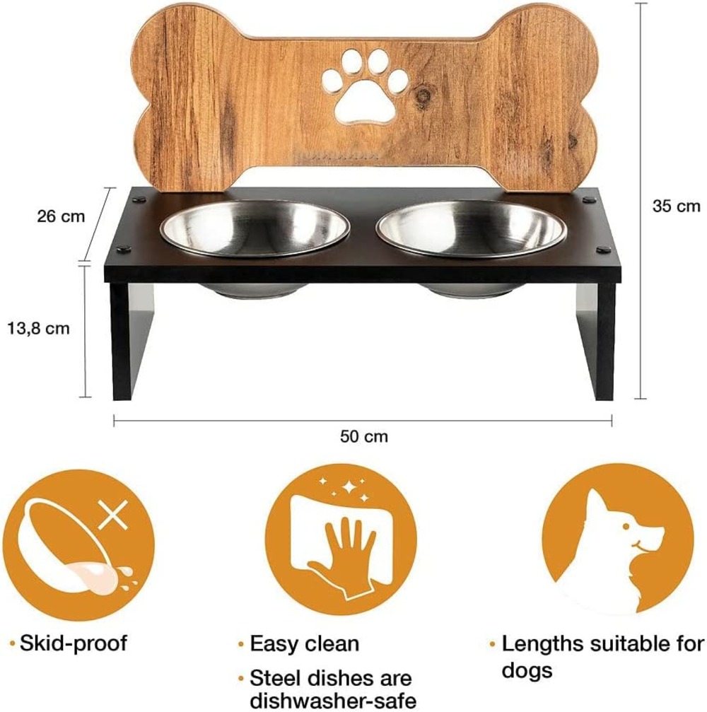 Double gamelle avec support pour chien (noir)