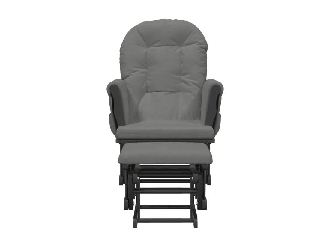 Chaise berçante avec repose-pied Gris foncé Tissu