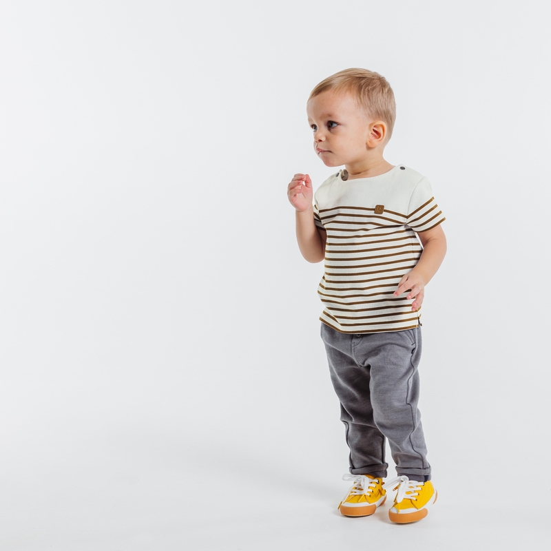 T-shirt marinière marron bébé garçon