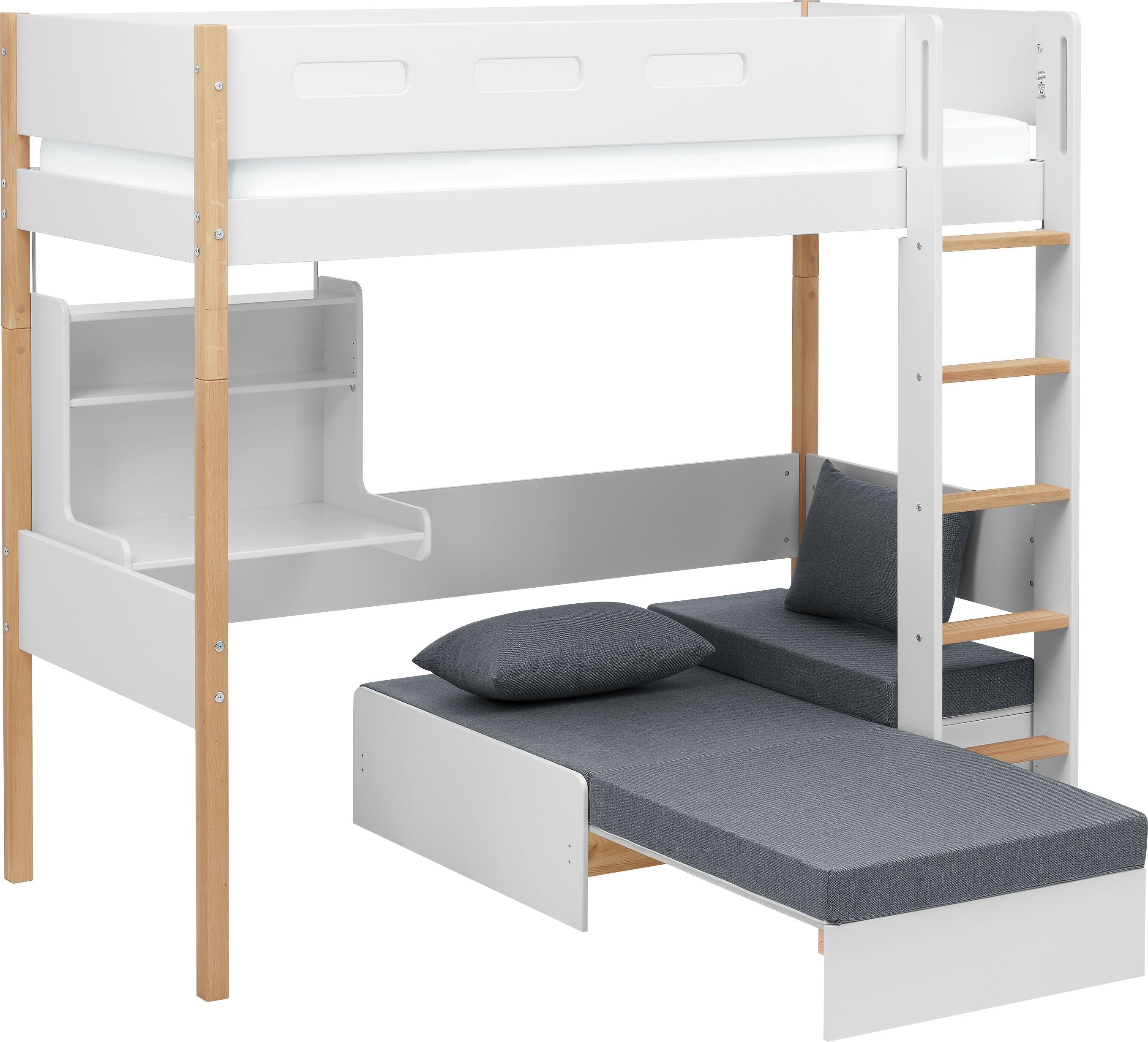 Flexa NOR Hochbett - Eiche / B: 109.0 cm x T: 210.0 cm x H: 185.0 cm