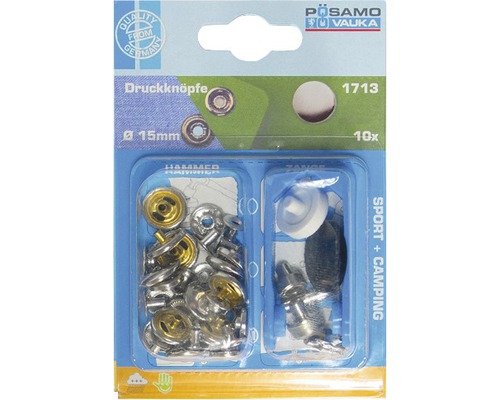 Pösamo Sport + Camping druknagels Ø 15 mm messing 10 stuks