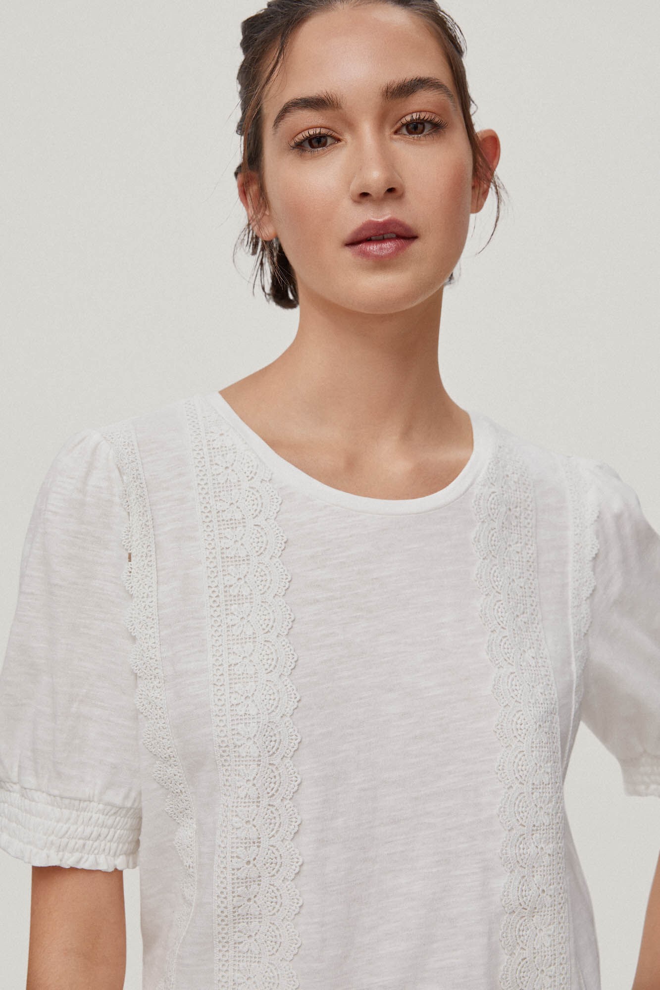 Camiseta romântica de manga curta - Off-white