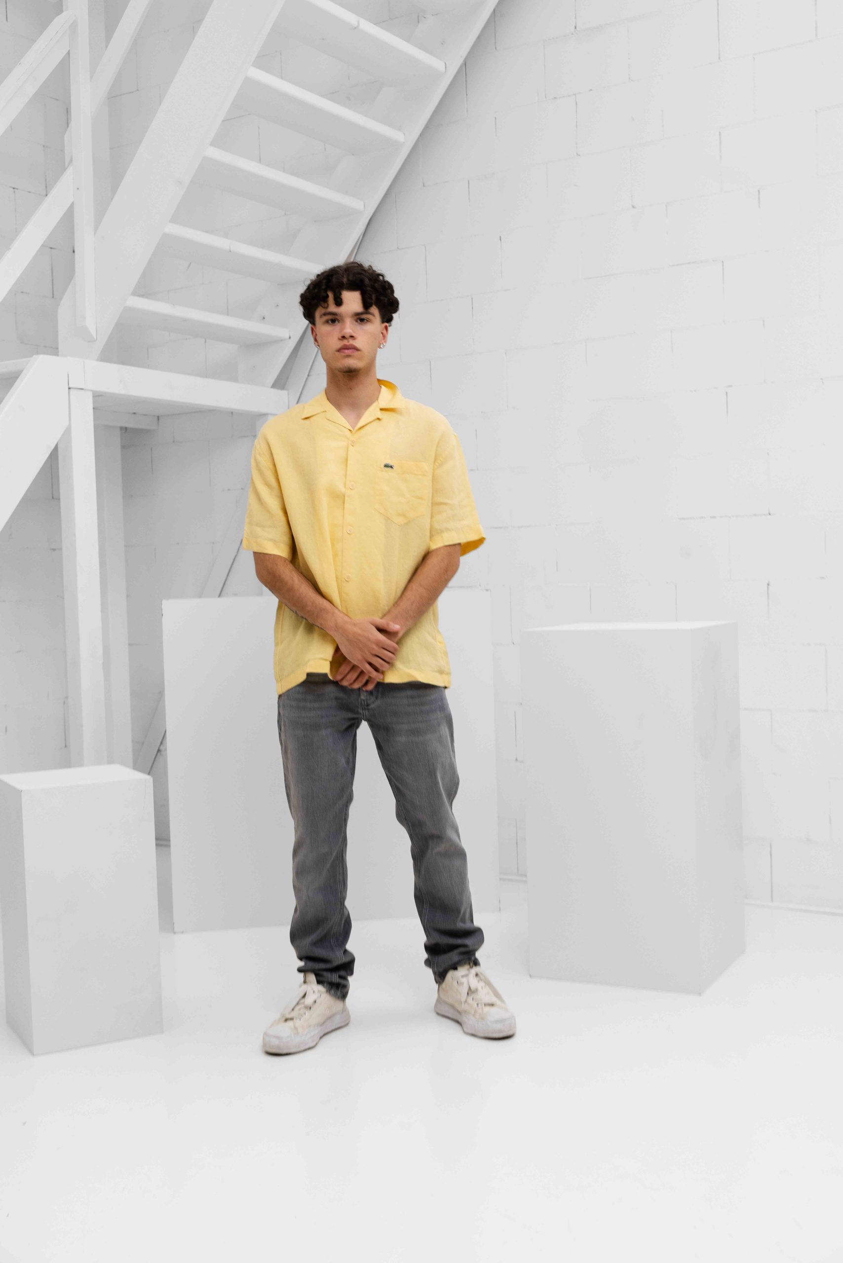 Lacoste Relaxed Fit Linnen Overhemd Heren Geel